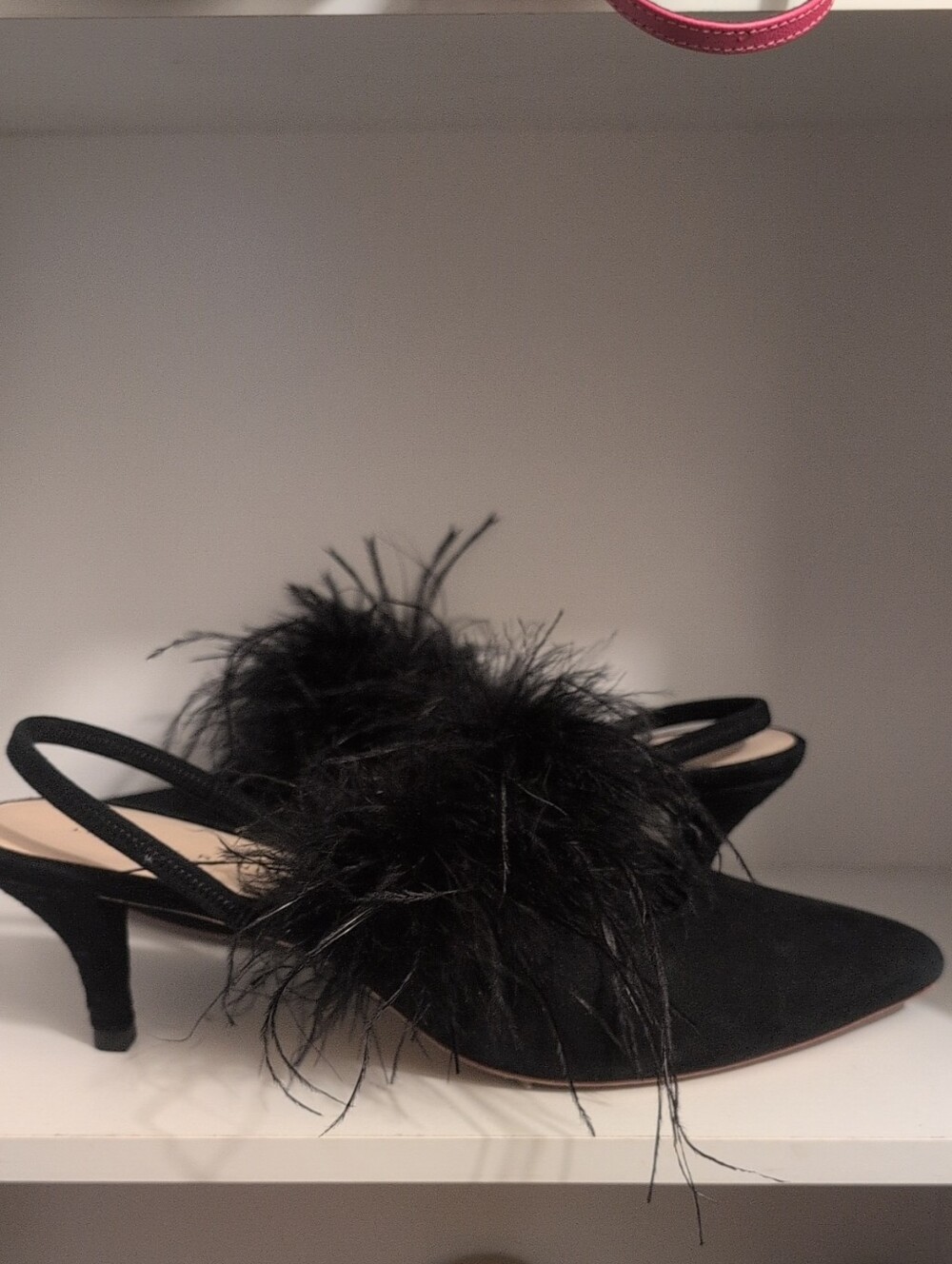 Loeffler Randall - Black Feather Slingback Heels for Women